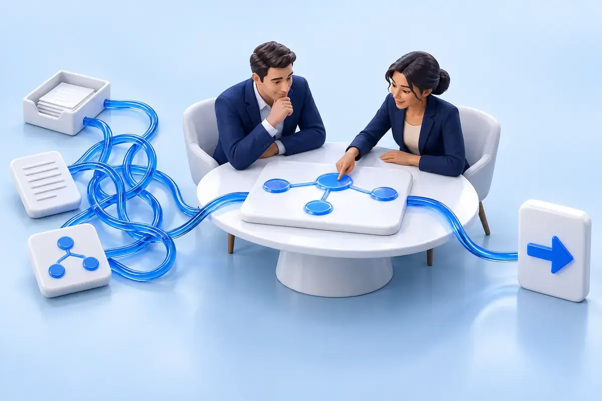 An executive and adviser map tangled business handoffs together and choose one clear first workflow to test.
